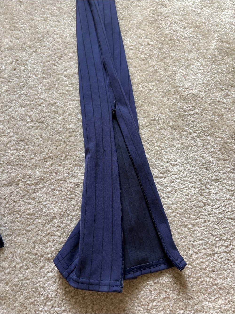 ALO high waist zip up Navy Pinstripe Flare - Picture 5 of 5